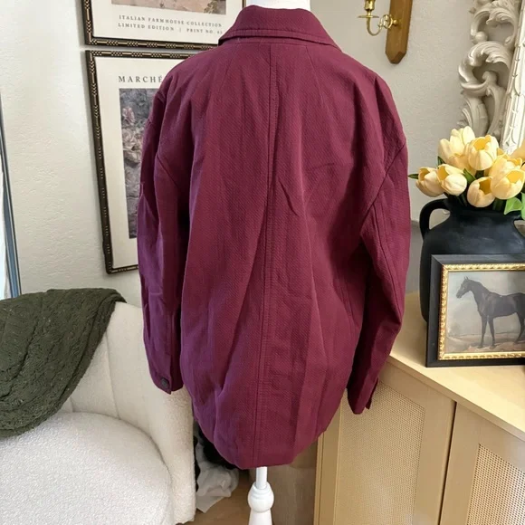 MADEWELL Oversized Burgundy‎ Double Breasted Blazer Size Small NWT - Picture 2 of 7